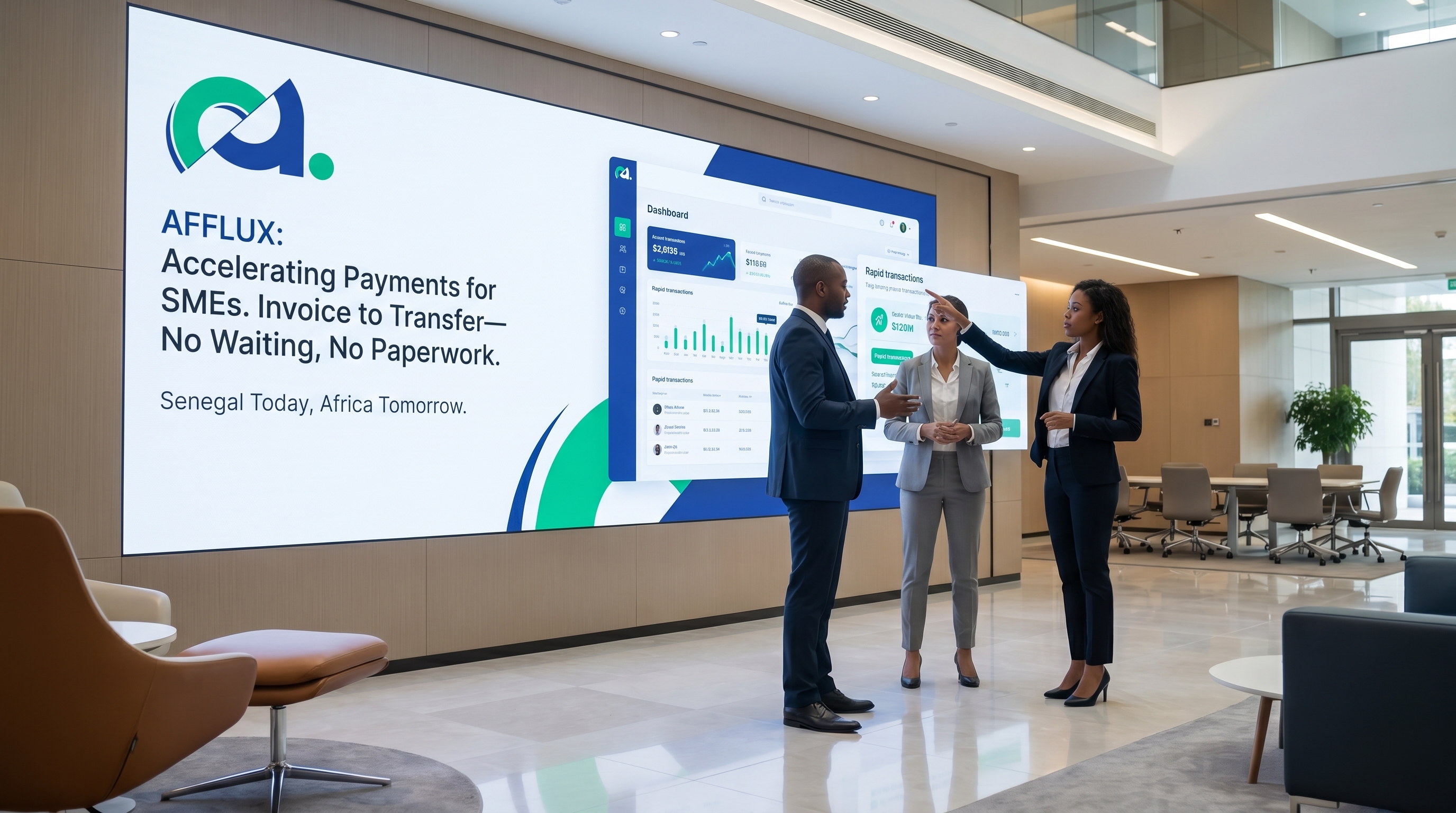 Équipe Afflux présentant la plateforme de paiements B2B
